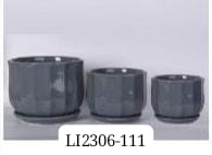 MACETA DE CERAMICA (SET x3) C/PLATO 20.5x17CM + 16.5x13.8CM + 13.2x11.5CM
