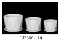 MACETA DE CERAMICA (SET x3) C/PLATO 21.5x18.5CM + 17x14.5CM + 14x11CM