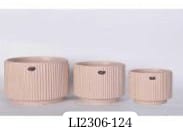 MACETA DE CERAMICA (SET x3) C/PLATO 20.6x16CM + 16.5x14.6CM + 13.1x12.3CM